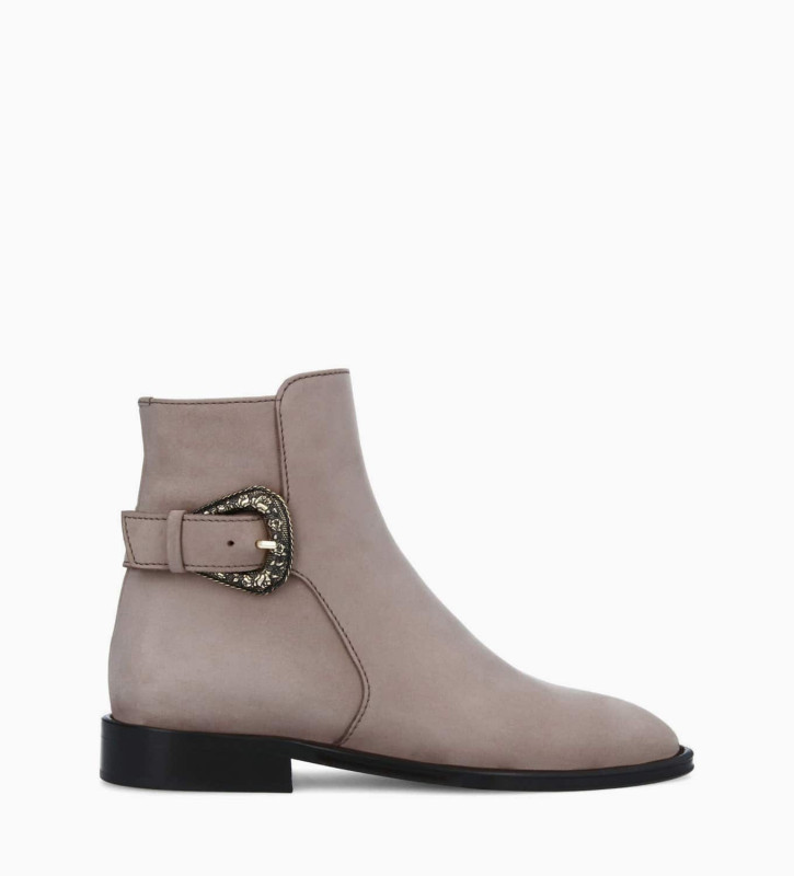 Zipped boot with buckle - Margot 25 - Suede leather - Light brown