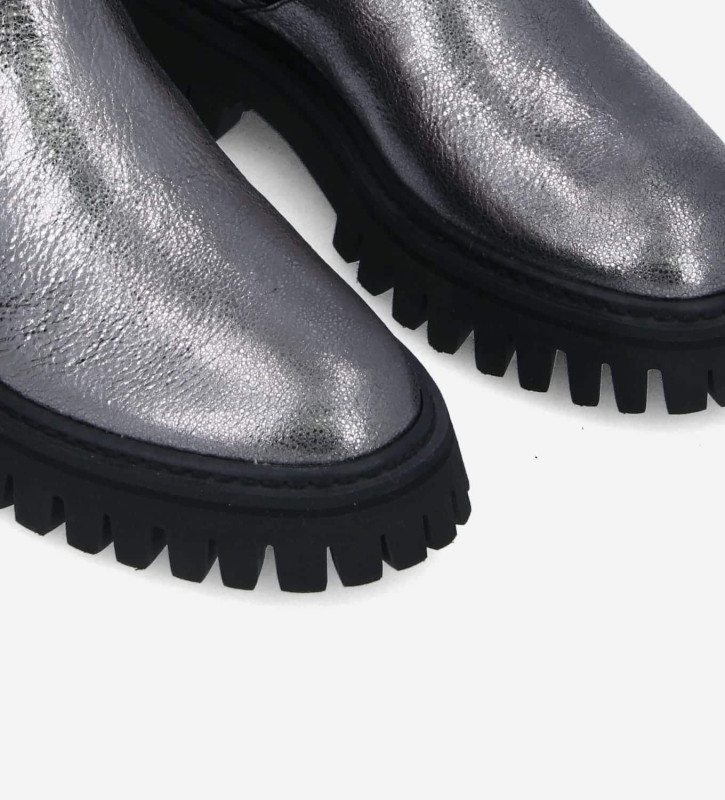 Boot chelsea - Oli - Metallic leather/Grained leather - Charcoal grey/Black