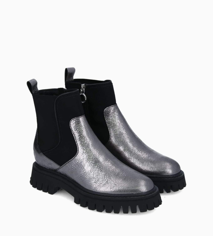 Boot chelsea - Oli - Metallic leather/Grained leather - Charcoal grey/Black