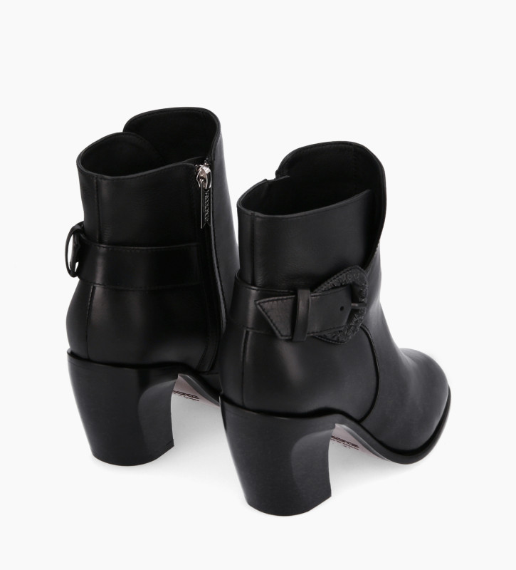 FREE LANCE Zipped boot with buckle - Margot 65 - Matt calf leather - Black