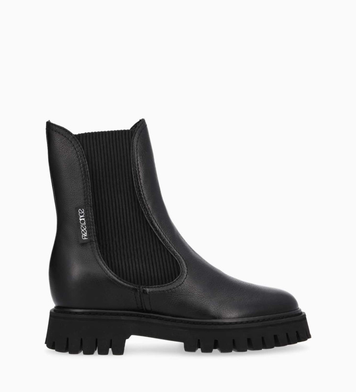 free lance Georgia Bottine chelsea Cuir grainé/Maille Noir