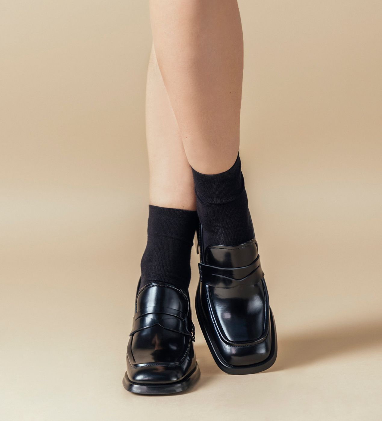 mocassin talon carré