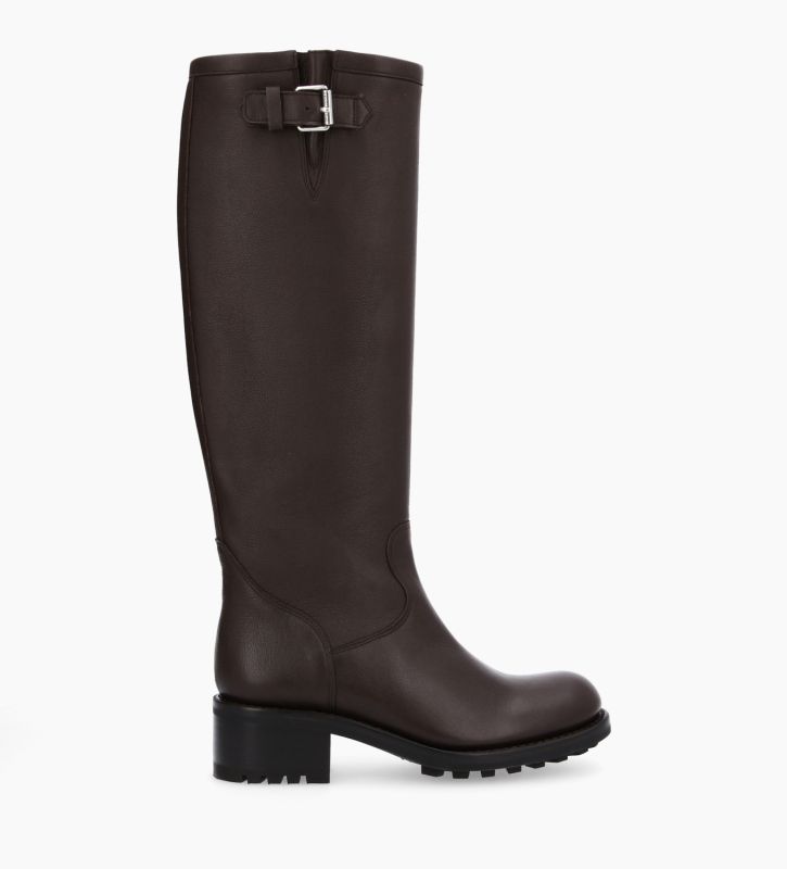 free lance Biker 40 Botte biker à boucle Cuir grainé Marron foncé