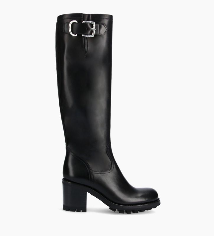 free lance Justy 70 Botte biker zippée à boucle Cuir lisse Noir