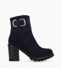 Autre image de Boot biker à boucle - Justy 90 - Cuir velours - Marine