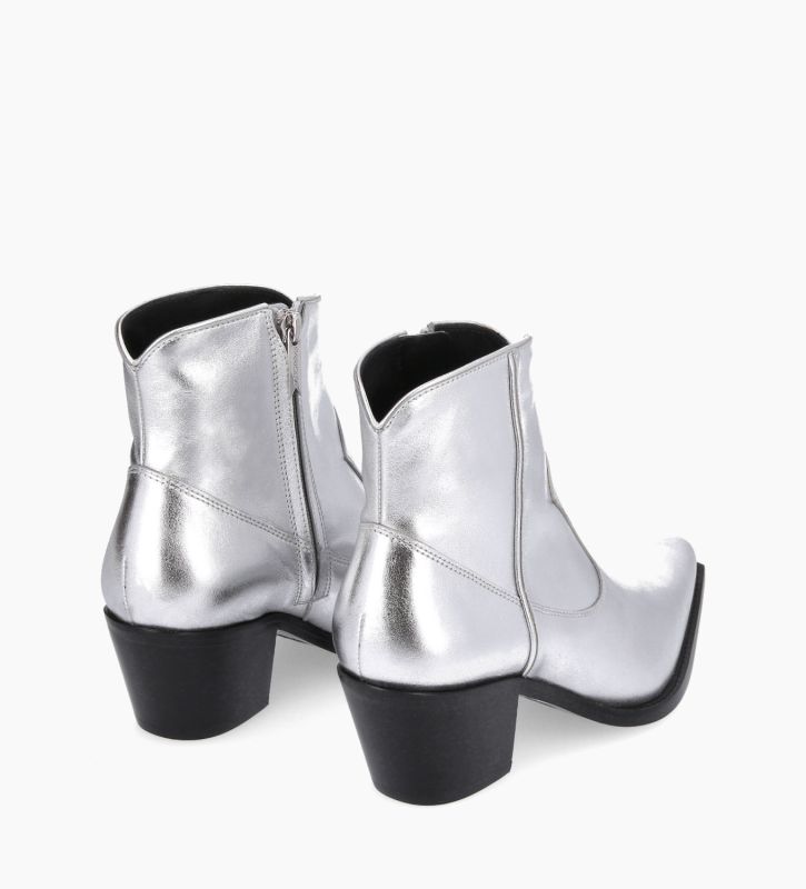 Bottine western zipp e talon Sadie 50 Cuir m tallis Argent Free