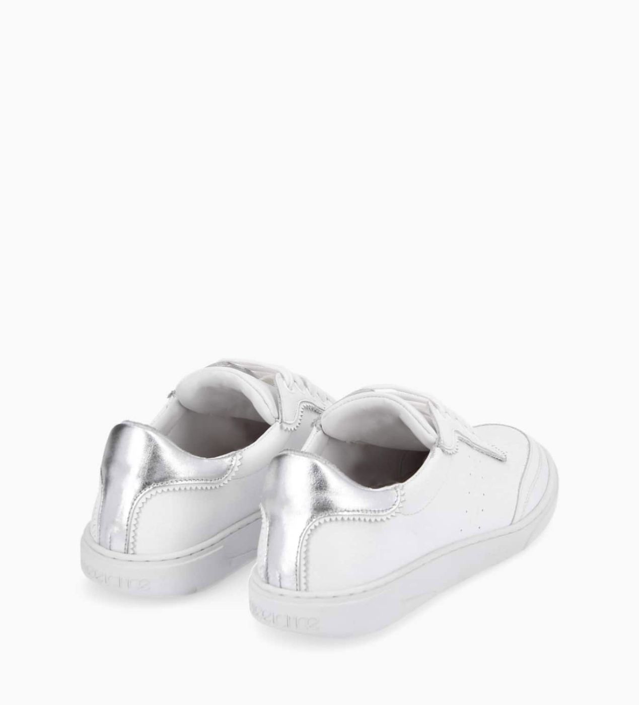 Silver leather sneakers cheap