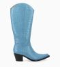 Other image of Embroidered cowboy high boot with bevelled heel - Ruby 50 - Croco print leather - Azure blue