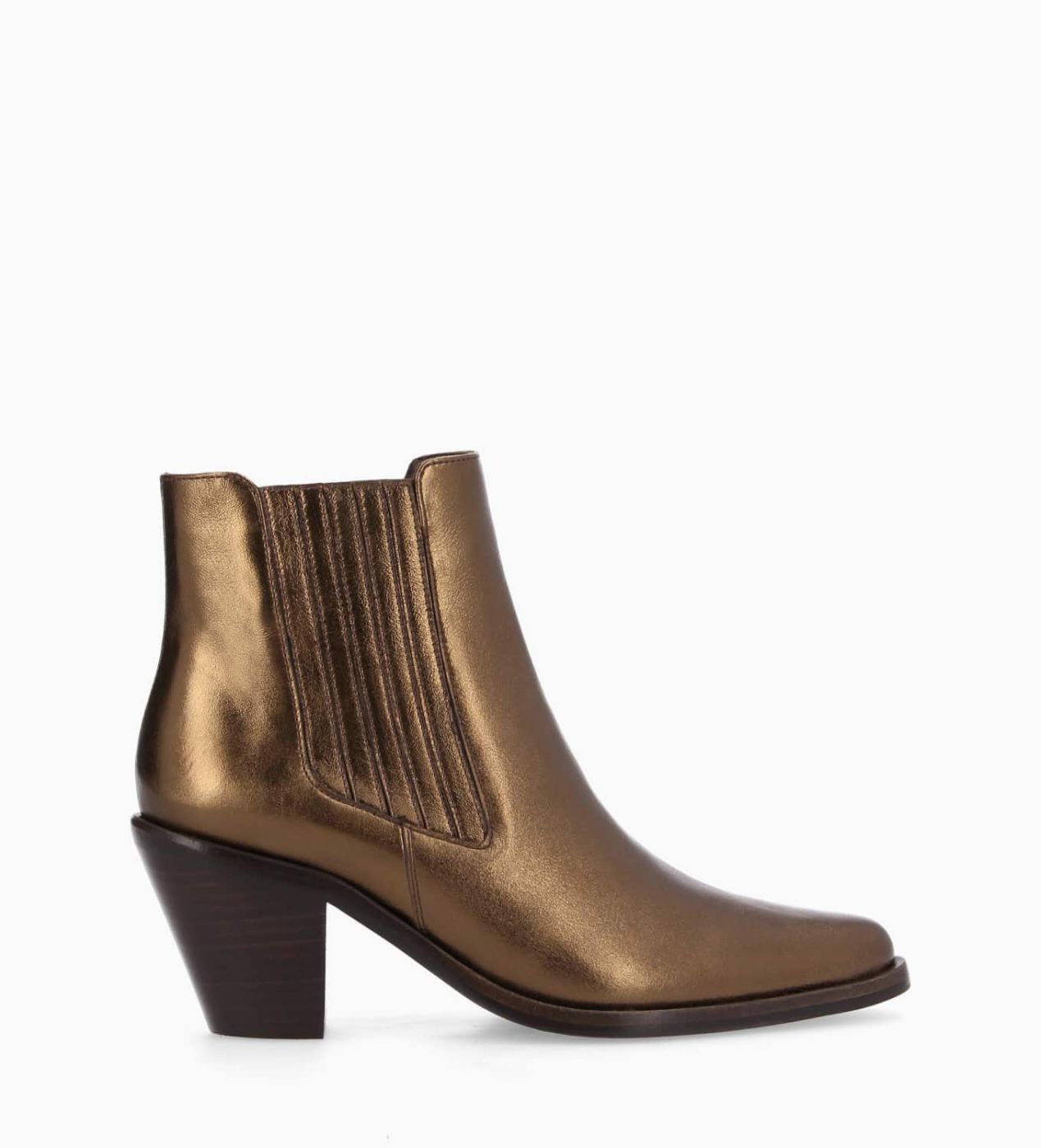 Chelsea boot with bevelled heel Jane 70 Metallic leather Bronze Free Lance for women