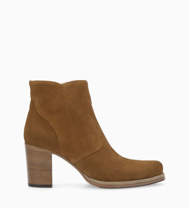 free lance Paddy 70 Bottine à talon à zip Cuir velours Sienna