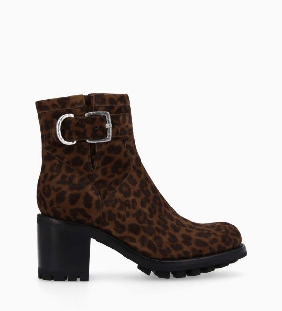 Cizme Biker Bike - Justy 70 - piele de catifea - leopard