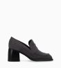 Other image of Squared heeled loafer - Anaïs 70 - Suede leather - Grey