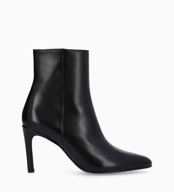 Bottine a talon aiguille zippee Stella 85 Cuir de veau lisse brillant Noir Free Lance pour femme