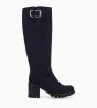 Other image of Biker high boot zipped with buckle - Justy 70 - Suede leather - Navy