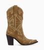 Other image of Embroidered cowboy high boot with bevelled heel - Andrea 80 - Suede leather - Sienna