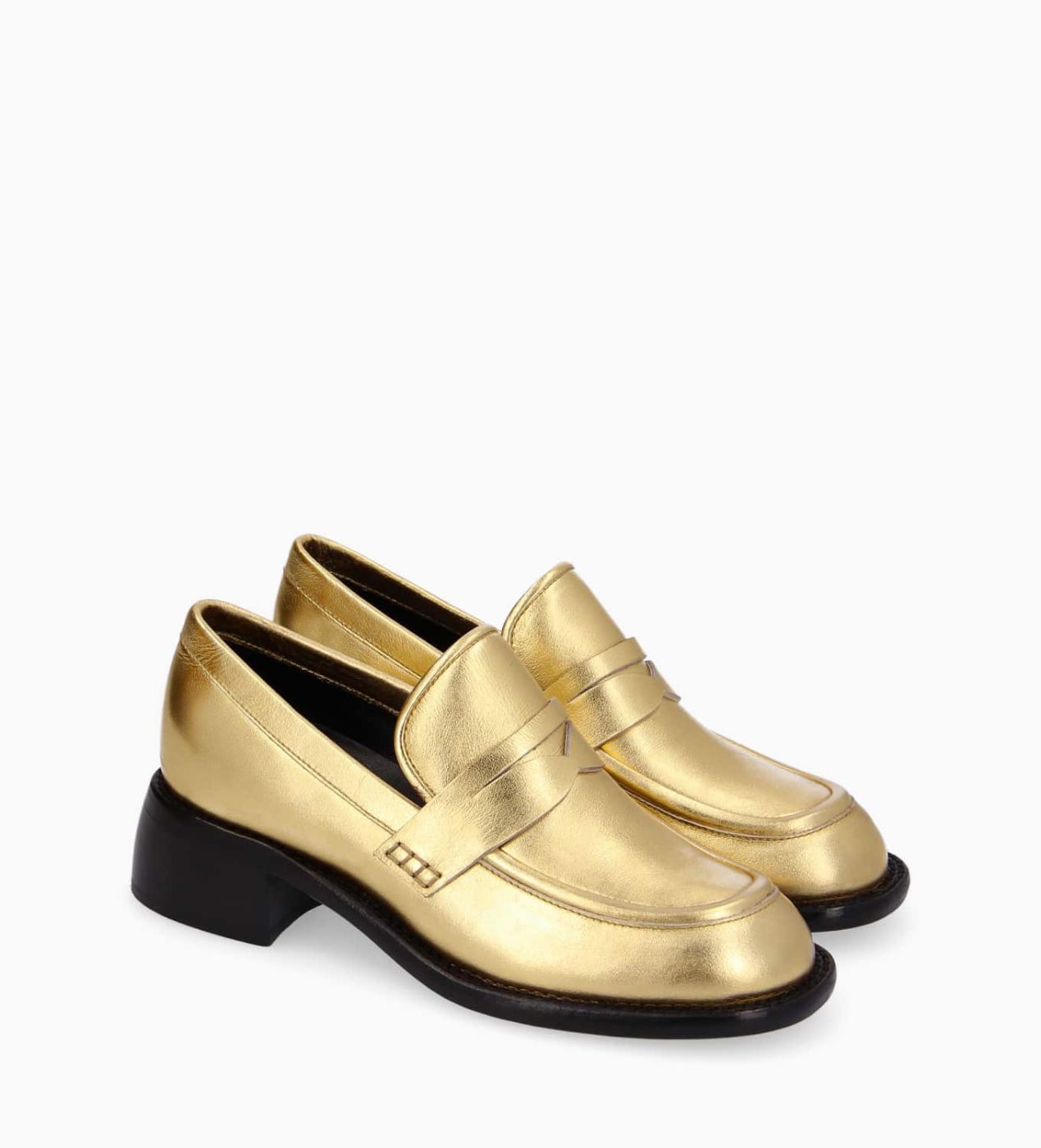 Gold heeled loafers on sale
