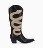 Other image of Cowboy high boot with bevelled heel - Brooke 50 - Matt calf leather/Razza print - Black/Beige