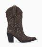 Other image of Embroidered cowboy high boot with bevelled heel - Andrea 80 - Suede leather - Pebble