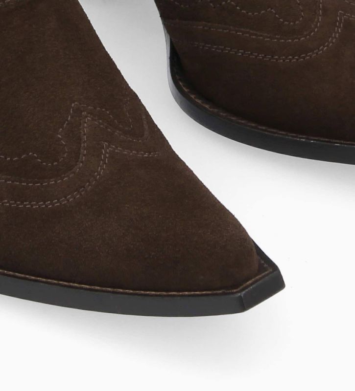 Bottine basse western Della 50 Cuir velours Marron fonc Free Lance pour femme