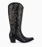 Autre image de Botte western brodée à talon - Ruby 50 - Cuir de veau lisse brillant - Noir