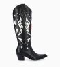 Other image of Western boot with embroidered heel - Tina 50 - Smooth shiny calf leather - Black/Beige