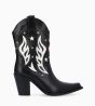 Other image of Western boot with embroidered heel - Tippi 80 - Smooth shiny calf leather - Black/Beige