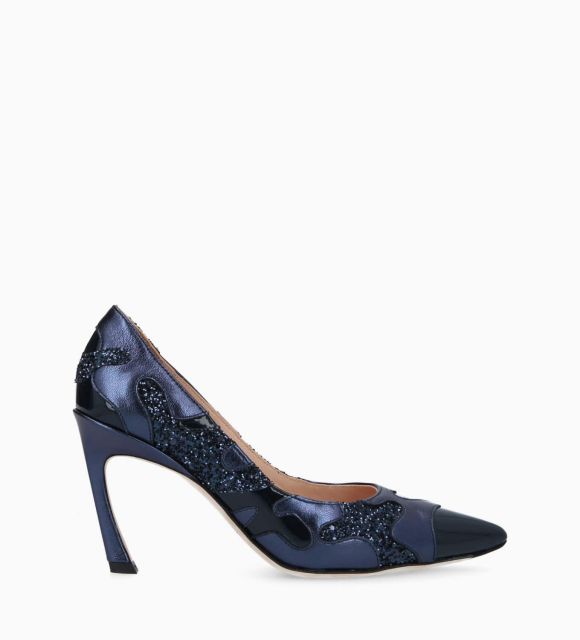 Wedge pointy pump Francesca 70 Patent crocodile print
