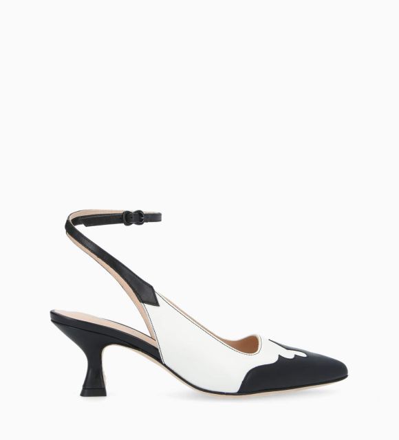 Slingback pump - Suzy 60 -Shiny smooth leather - Black/Beige
