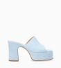 Other image of Plateform heeled mule - Lola 95 - Cashmere leather - Blue sky