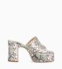 Other image of Plateform heeled mule - Lola 95 - Metallic snake print leather - Beige/jade