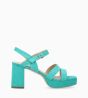 Other image of Plateform heeled sandal - Juliette 5 - Suede leather - Turquoise blue