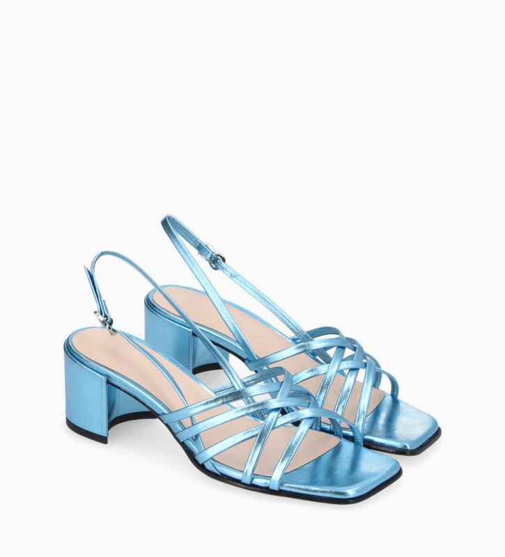 Sandale talon L a 50 Cuir m tallis Bleu ciel Free Lance pour femme