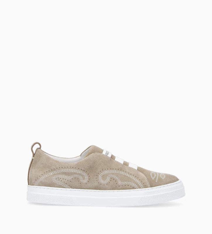 free lance Panic Sneaker Cuir velours Grège