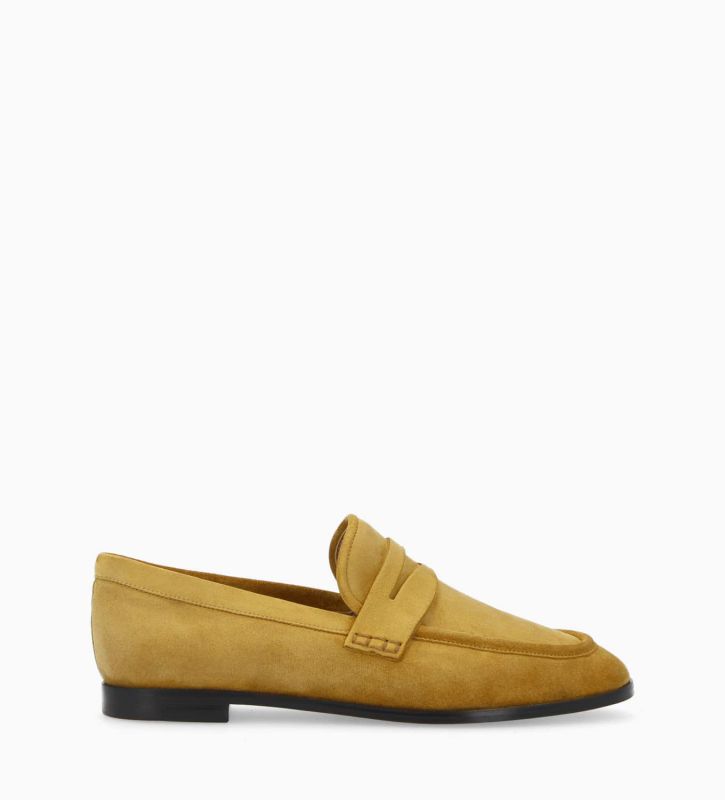 free lance Anaïs Mocassin Cuir velours Moutarde