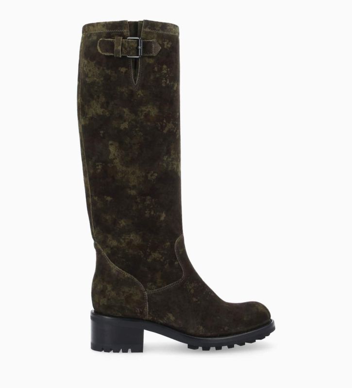 free lance Biker 40 Botte biker à boucle Cuir velours Camouflage