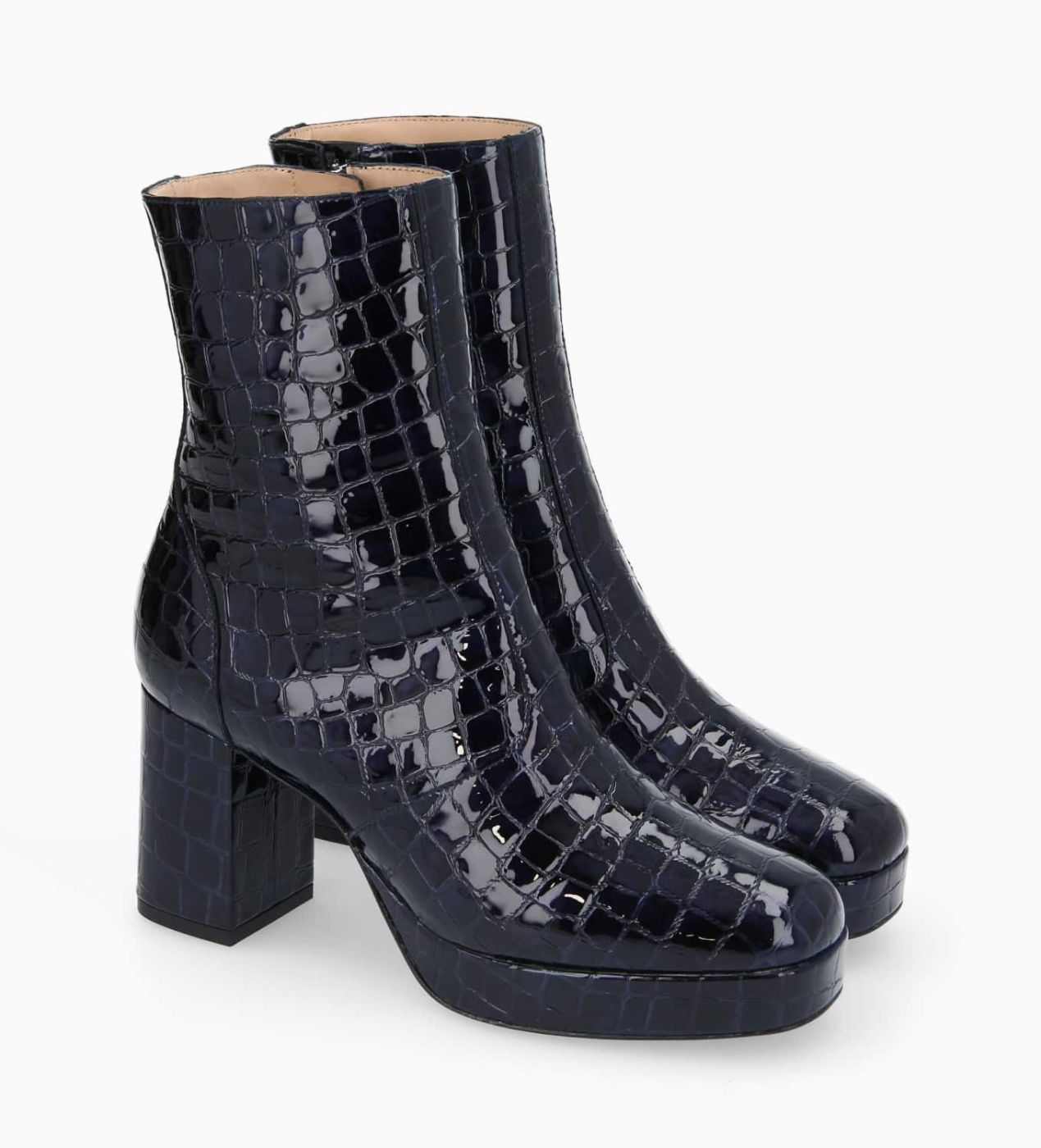 靴 y2k ring heal Buckle Boot crocoleather y2k ring heal Buckle Boot crocoleather（Heeled zipped boot