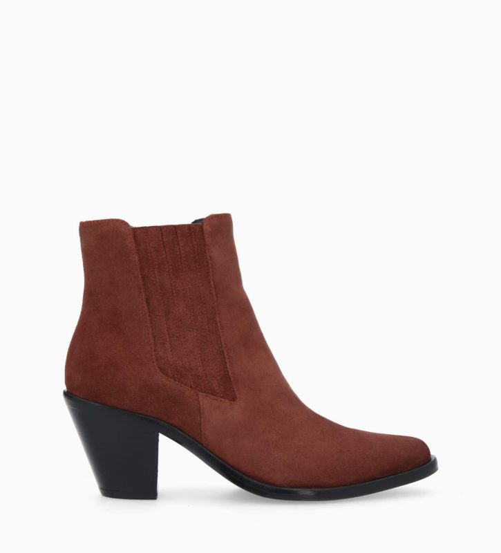 free lance Jane 70 Bottine chelsea à talon Cuir velours Grenat