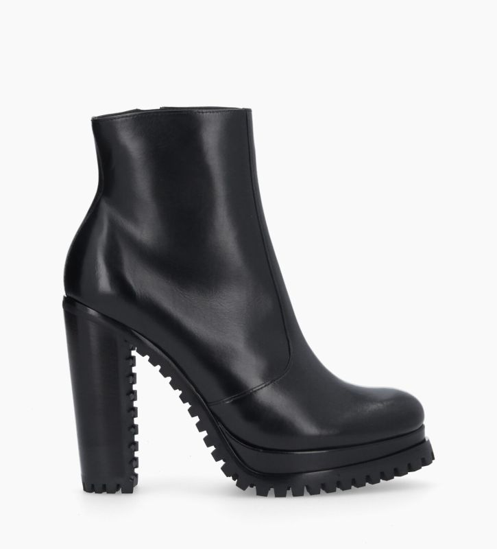 free lance Lery 7 Bottine zippée à talon Cuir lisse Noir