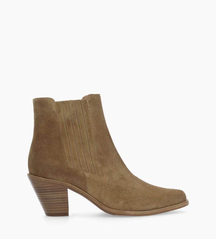 free lance Jane 70 Bottine chelsea à talon Cuir velours Taupe