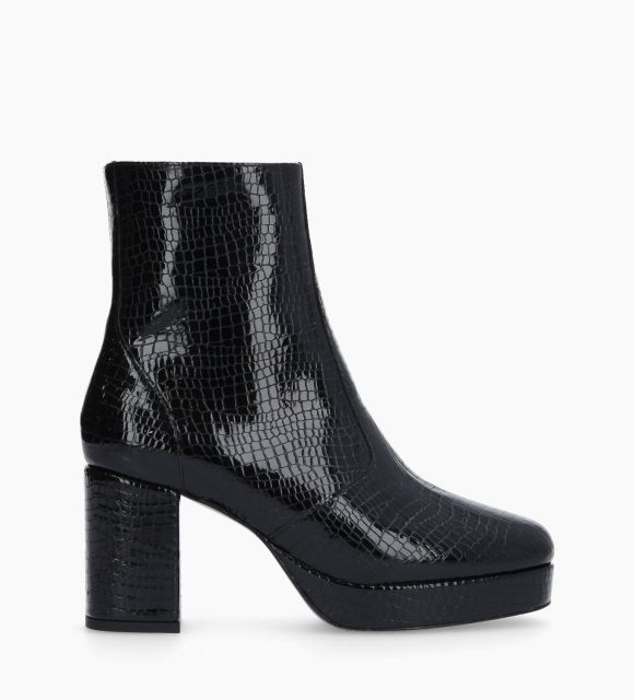 Chelsea boot with heel Sandy 80 Snake print leather Coffee