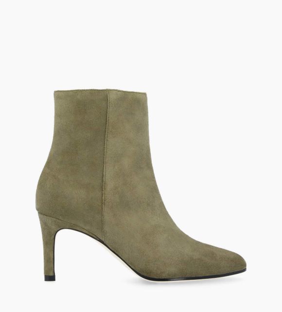 Zipped stiletto boot - Stella 65 - Suede leather - Khaki