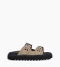 Other image of Flat mule with buckles - Knife - Glitter suede leather - Beige