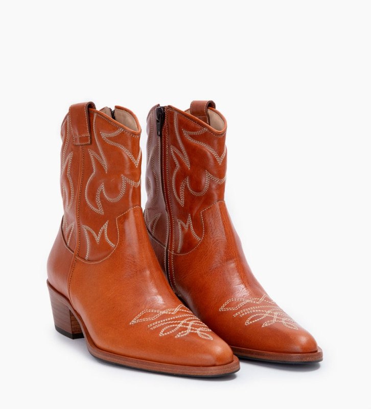 tan western ankle boot