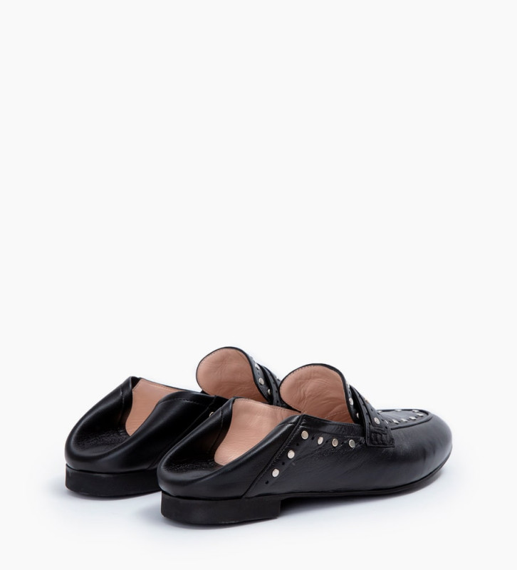 mules noires cloutées