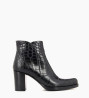 Other image of Ankle boot with block heel and zip - Paddy 70 -Croco embossed leather - Black