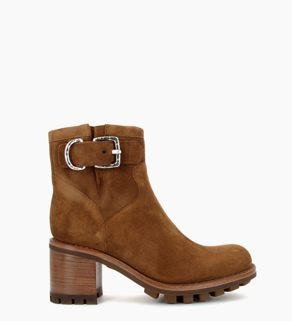 JUSTY 7 SMALL GERO BUCKLE - CUIR VELOURS - CIGARE