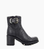 Other image of Biker boot with buckle JUSTY 7 - Washed embossed python leather - Black