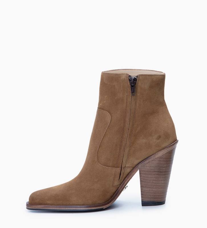 Jane 9 Zip Boots - Cuir Velours - Cigare