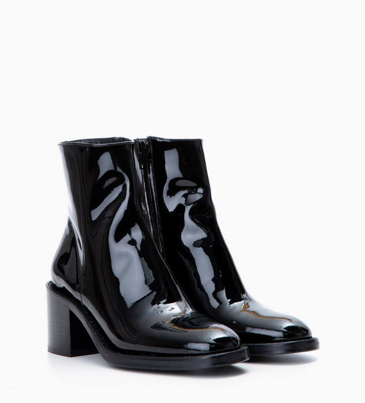 bottines a talon vernis noir
