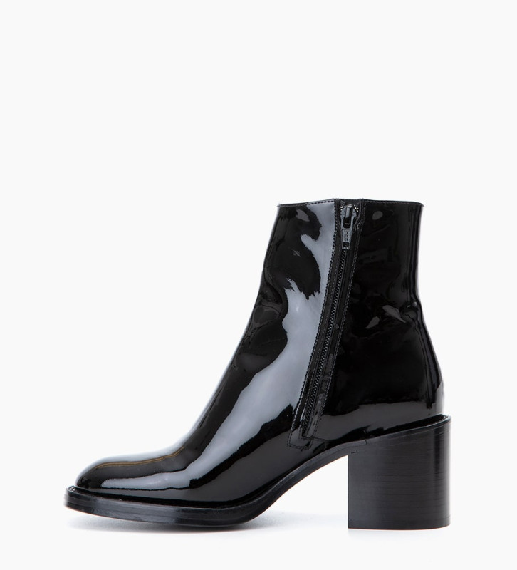bottines talon vernis noir